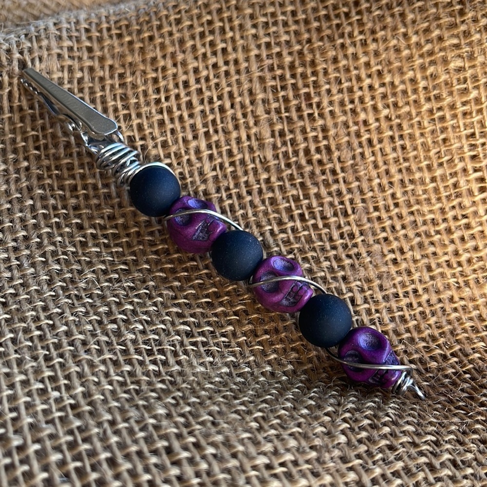 Purple and Black Skull Roach Clip/ATM Card Clip/Jewelry Assist/Long Nail Assist